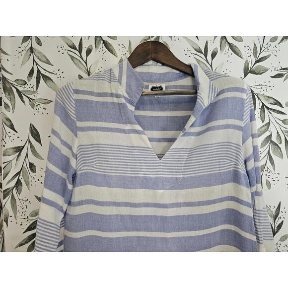 Mud Pie Shirt Blue & White Womens Size XL Blouse Striped - Picture 1 of 4